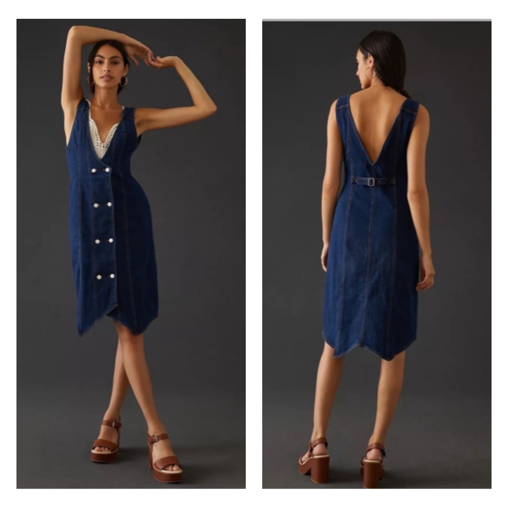 Pilcro Vest Deep V Denim Mini Dress Women's 6‎ Anthropologie Jumper
